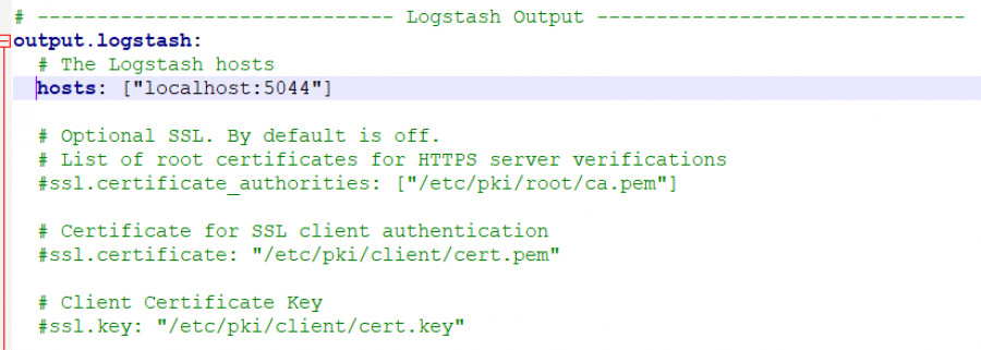 Filebeat output configuration